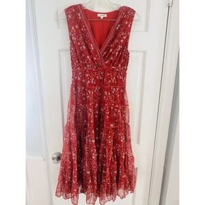 Max Studio Red Floral Midi Dress